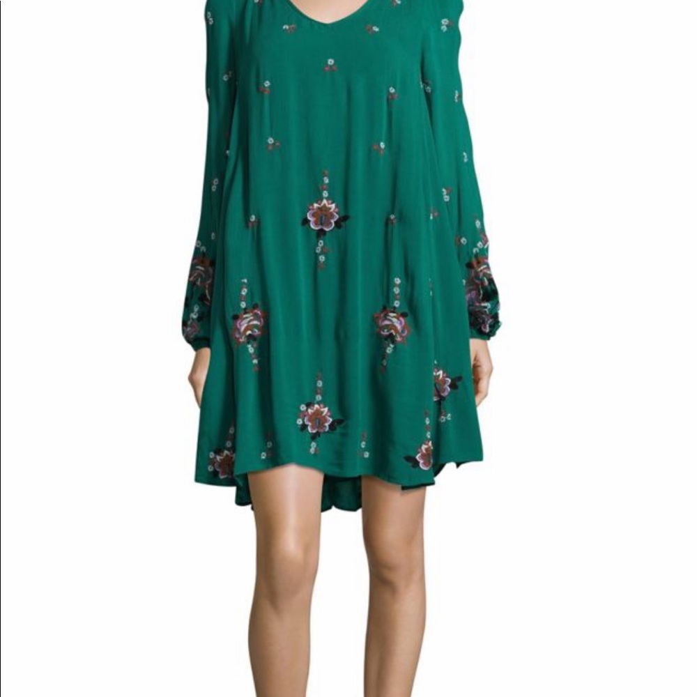 Free People NWT green combo Oxford Swing mini dres - Picture 5 of 8